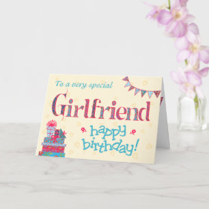 Pretty Birthday Card for Girlfriend, Bunting Gifts