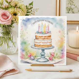 Pretty Birthday Card with Optional Custom Name