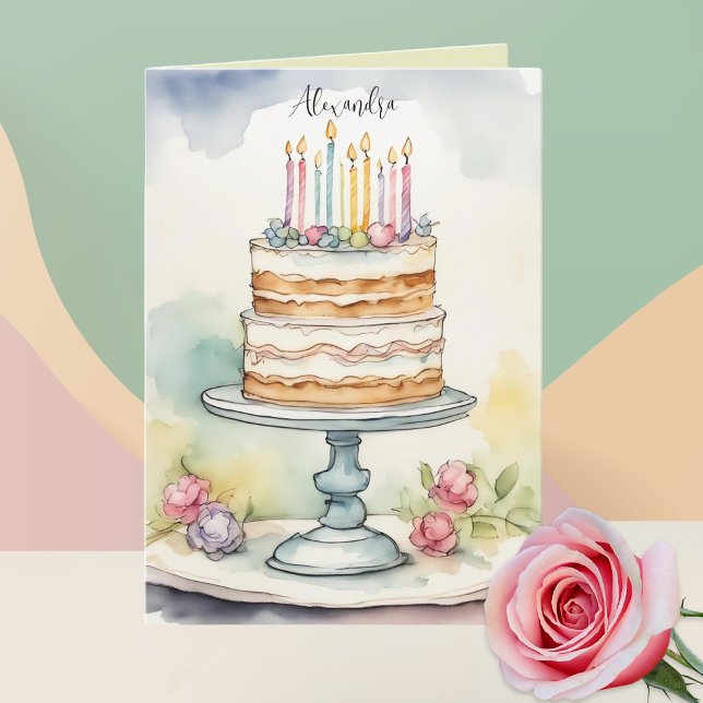 Pretty Birthday Card with Optional Custom Name (Easily change or remove the custom name or text by clicking "Personalize this Template". )