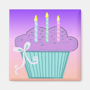 Pretty Birthday Cupcake Design Magnet