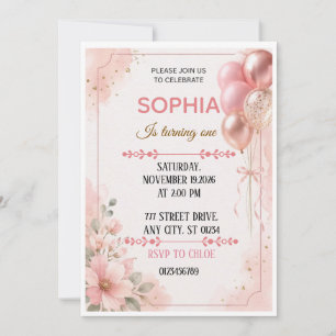 Pretty Birthday Invitation Instant Download