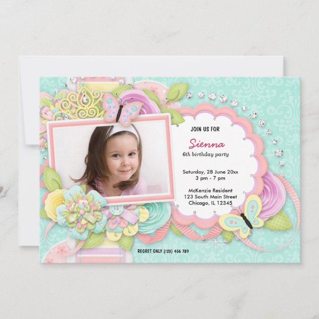 Pretty birthday theme invitation (Front)