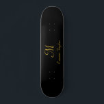 Pretty Black and Gold Monogram Script Name   Skateboard<br><div class="desc">Pretty Black and Gold Monogram Script Name  Personalised Skateboard</div>