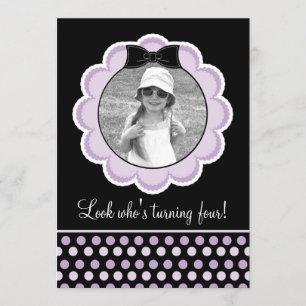 Pretty Black and Purple Birthday Party Invitation