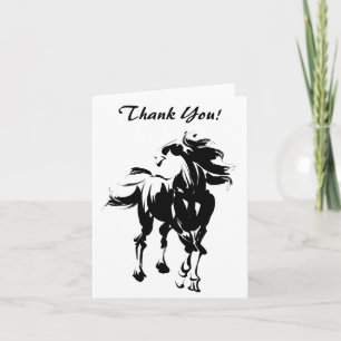 Pretty Black and White Horse Thank You Card