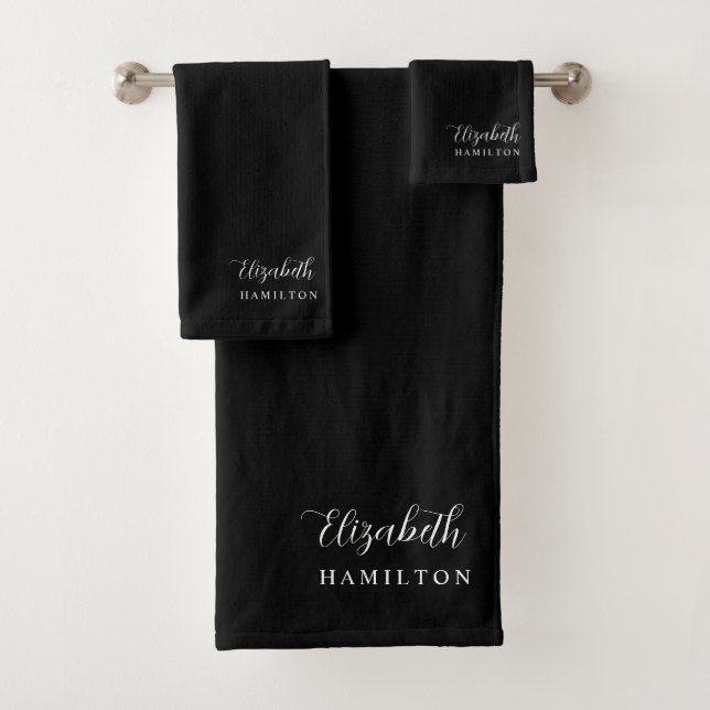Pretty Black and White Personalised Bath Set (Insitu)