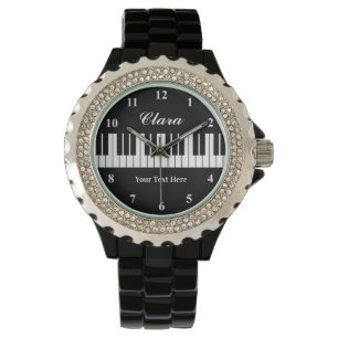 Pretty black and white piano keys watch for women