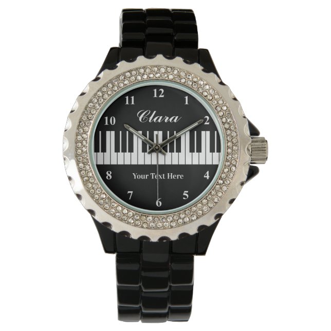 Pretty black and white piano keys watch for women (Front)