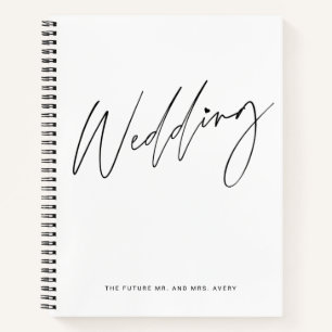 Pretty Black and White Wedding Plans Notebook