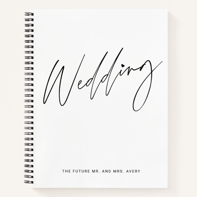 Pretty Black and White Wedding Plans Notebook (Front)