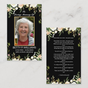 Pretty Black Antique Floral Gold Frame Prayer Card