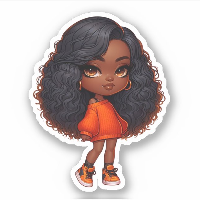 pretty black chibi girl in orange (Front)