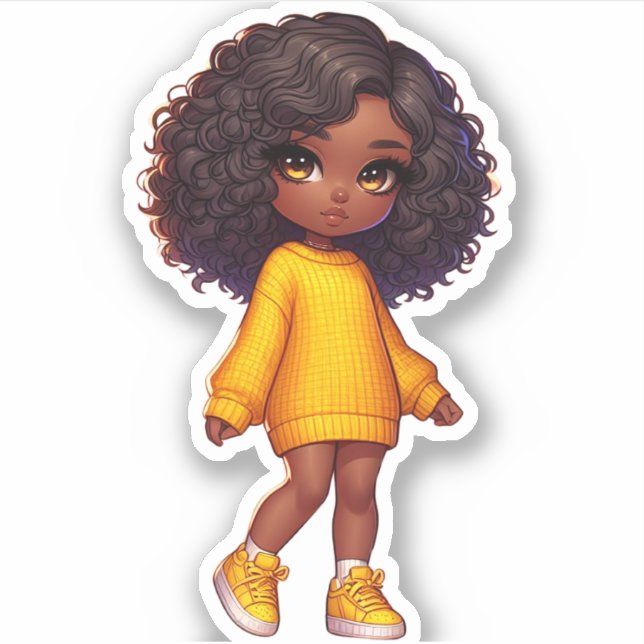Pretty black chibi girl in yellow (Front)