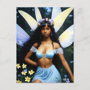 Pretty Black Fairy Girl Melanin Magic Art Postcard