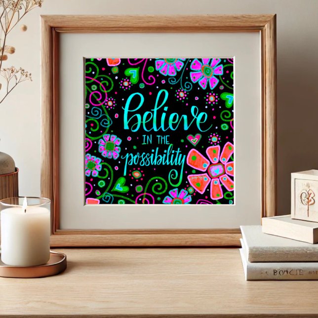 Pretty Black Floral Inspiring Quote Inspirivity Poster (Creator Uploaded)