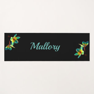 Pretty Black Floral Personalised Yoga Mat