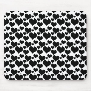 Pretty Black Hearts on White for your Valentine Mouse Mat