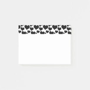 Pretty Black Hearts on White for your Valentine Post-it Notes
