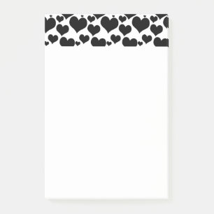 Pretty Black Hearts on White for your Valentine Post-it Notes