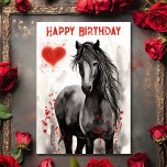 Pretty Black Horse and Hearts Happy Birthday Card<br><div class="desc">Pretty Black Horse and Hearts Happy Birthday Card | Inside greeting - "Happy Birthday Day to a girl who brightens every day with her smile and fills every moment with warmth. Wishing you a day as sweet and lovely as you are." | The greeting can be personalised to read as...</div>