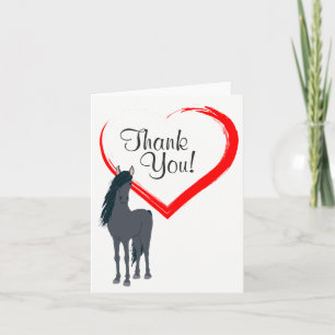 Pretty Black Horse and Red Heart Thank You