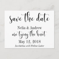 Pretty Black on White Typography Save the Date