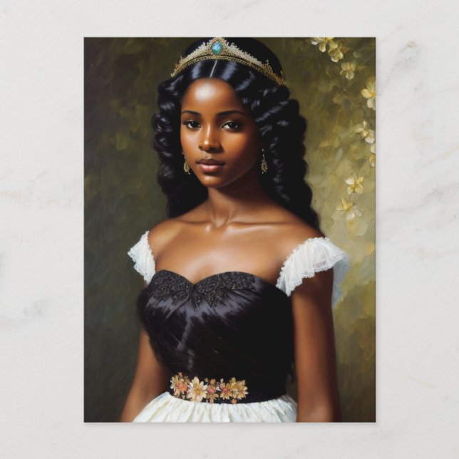 Pretty Black Princess Portrait Art Postcard (Front)