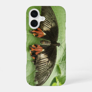 Pretty Black Red and Gold Butterfly iPhone 16 Case