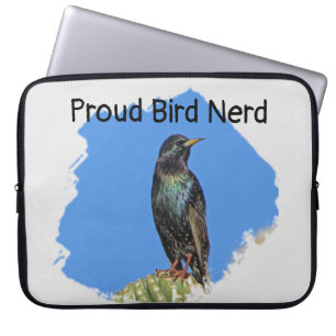 Pretty Black Starling Avid Birder Proud Bird Nerd Laptop Sleeve