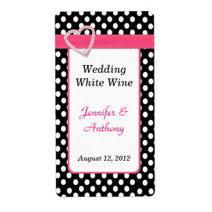 Pretty Black & White Polka Dot Wedding Wine Labels