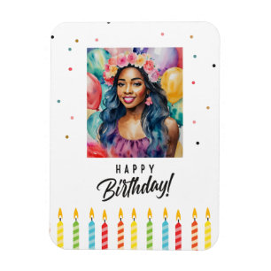 Pretty Black Woman Happy Birthday Multicolor Magnet