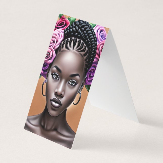 Pretty Black Woman with Braids Business Card (Front)