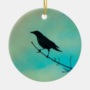 Pretty Blackbird Ceramic Tree Decoration