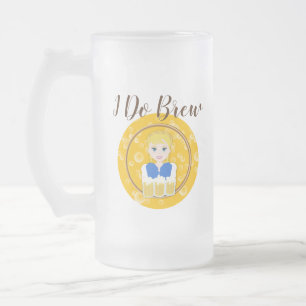 Pretty Blonde Girl Serving Beer Design Frosted Glass Beer Mug