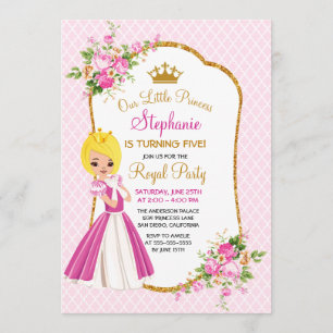 Pretty Blonde Princess Birthday Party Invitation