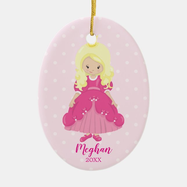 Pretty Blonde Princess Christmas Ornament (Front)