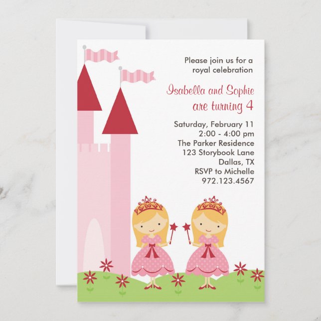 Pretty Blonde Princesses Invitation (Front)