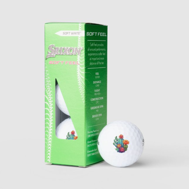 Pretty Blooming Cactus Golf Balls (Packaging)