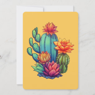 Pretty Blooming Cactus Thank You Card