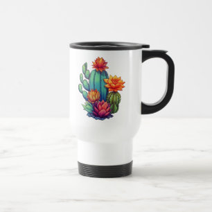 Pretty Blooming Cactus Travel Mug