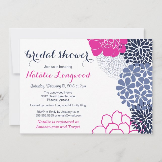 Pretty Blooms Floral, Baby or Bridal Shower Invitation (Front)