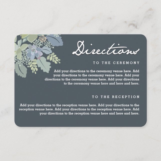 Pretty Blooms Vintage Gardens Wedding Directions Enclosure Card (Front)