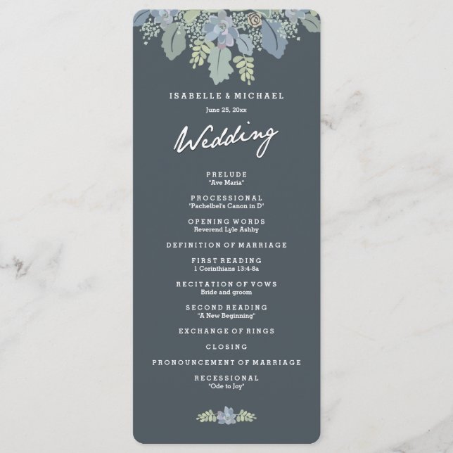 Pretty Blooms Vintage Gardens Wedding Program Programme (Front)