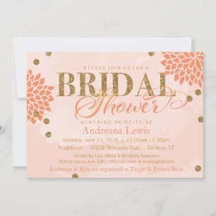 Pretty Blossom Glitter Watercolor Bridal Shower Invitation