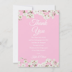 Pretty Blossom Pink Baby Girl Thank You Poem Card