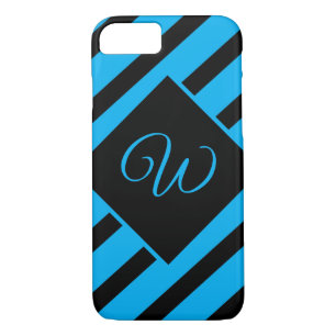 Pretty Blue and Black Monogram  iPhone 8/7 Case