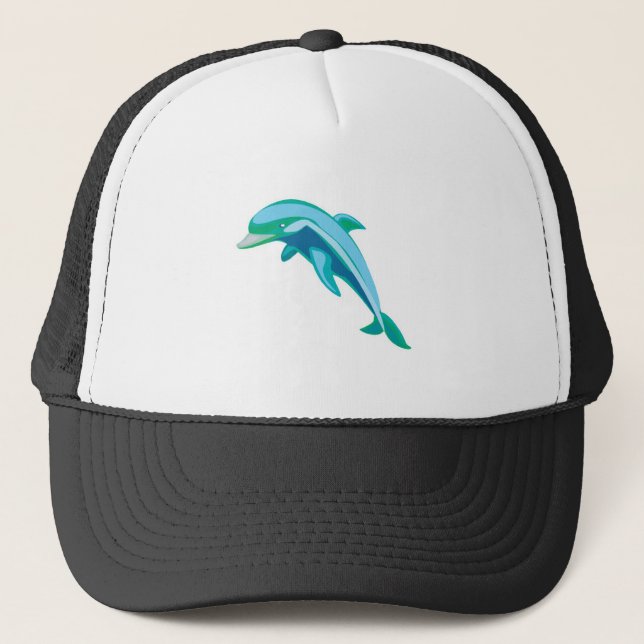 pretty blue and green dolphin trucker hat (Front)