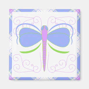 Pretty Blue And Green Dragonfly Magnet