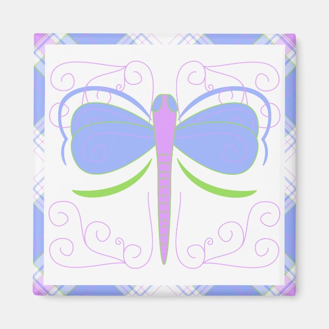 Pretty Blue And Green Dragonfly Magnet (Front)