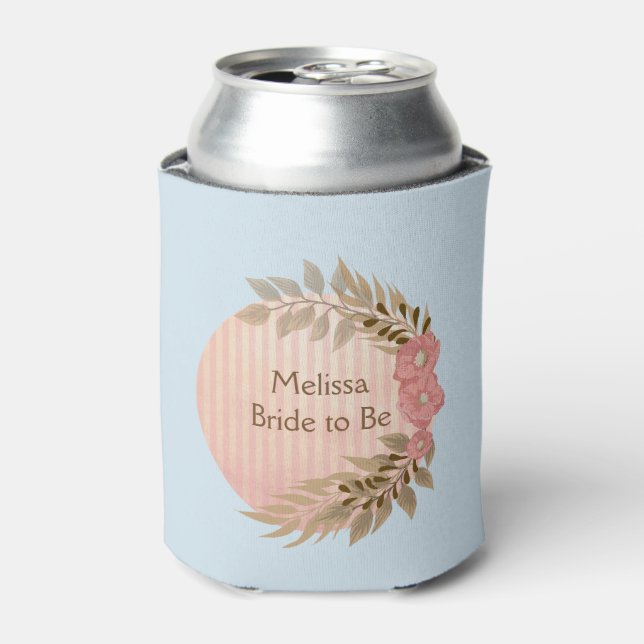 Pretty Blue and Pink Flowers Can Cooler (Can Front)